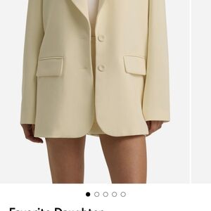 Butter Yellow Oversized Blazer with Notched Lapels and Structured Shoulders